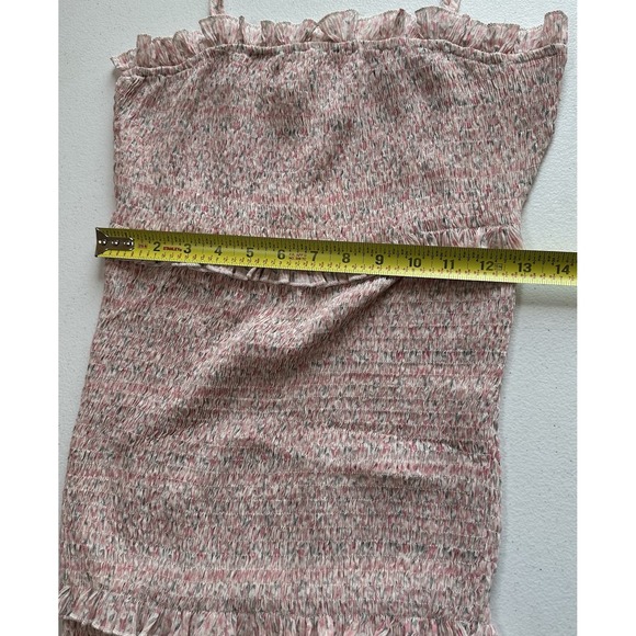 MABLE Francesca Floral Ruffle Smocked Mermaid Detailed Long Dress Pink White Med - Picture 13 of 13